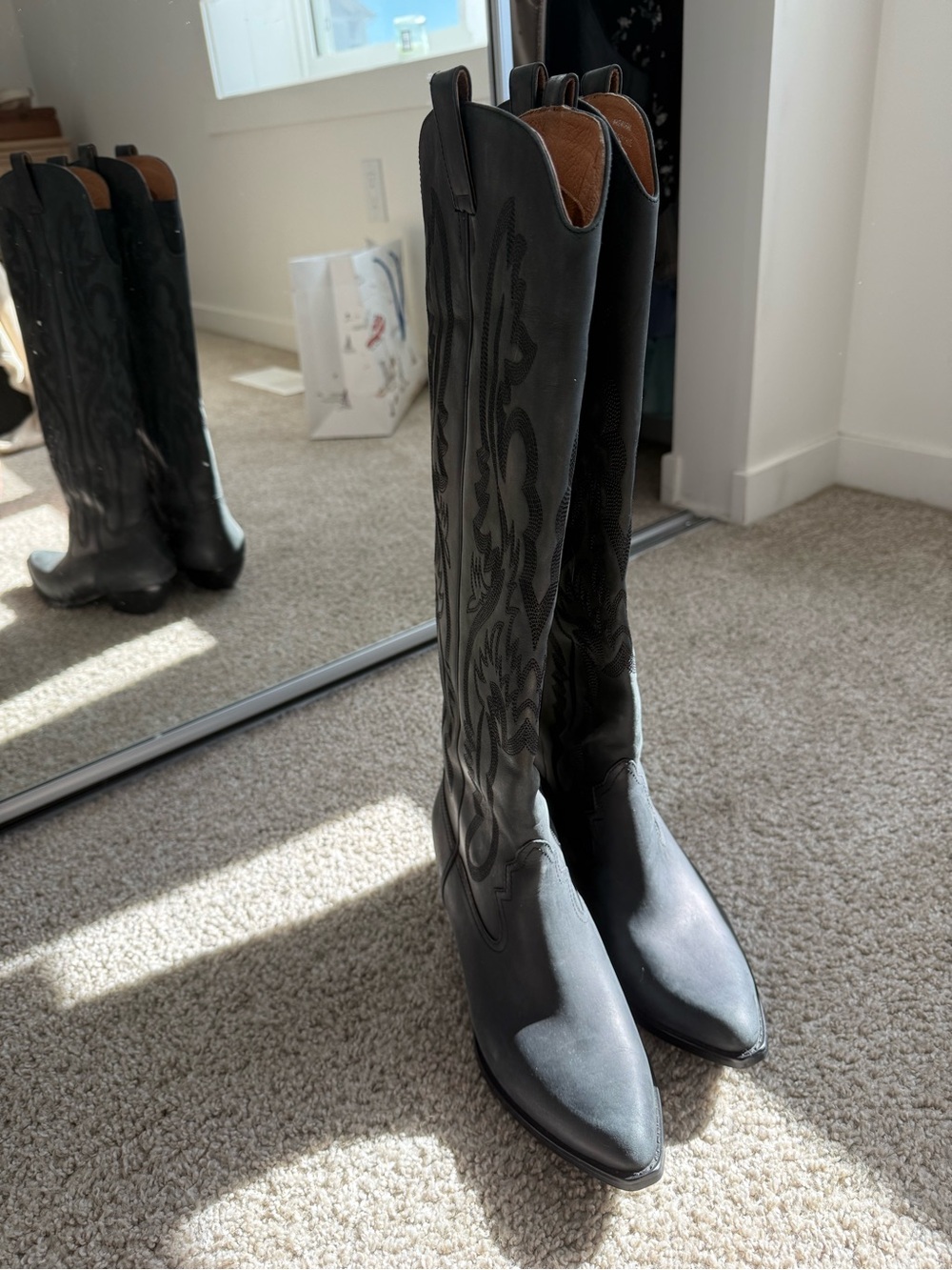 We The Free Black Over-the-Knee Western Boots